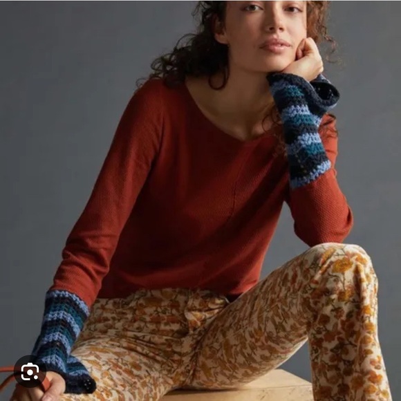 Anthropologie Tops - Anthropologie Crochet Cuffed Thermal Top NWOT XS
